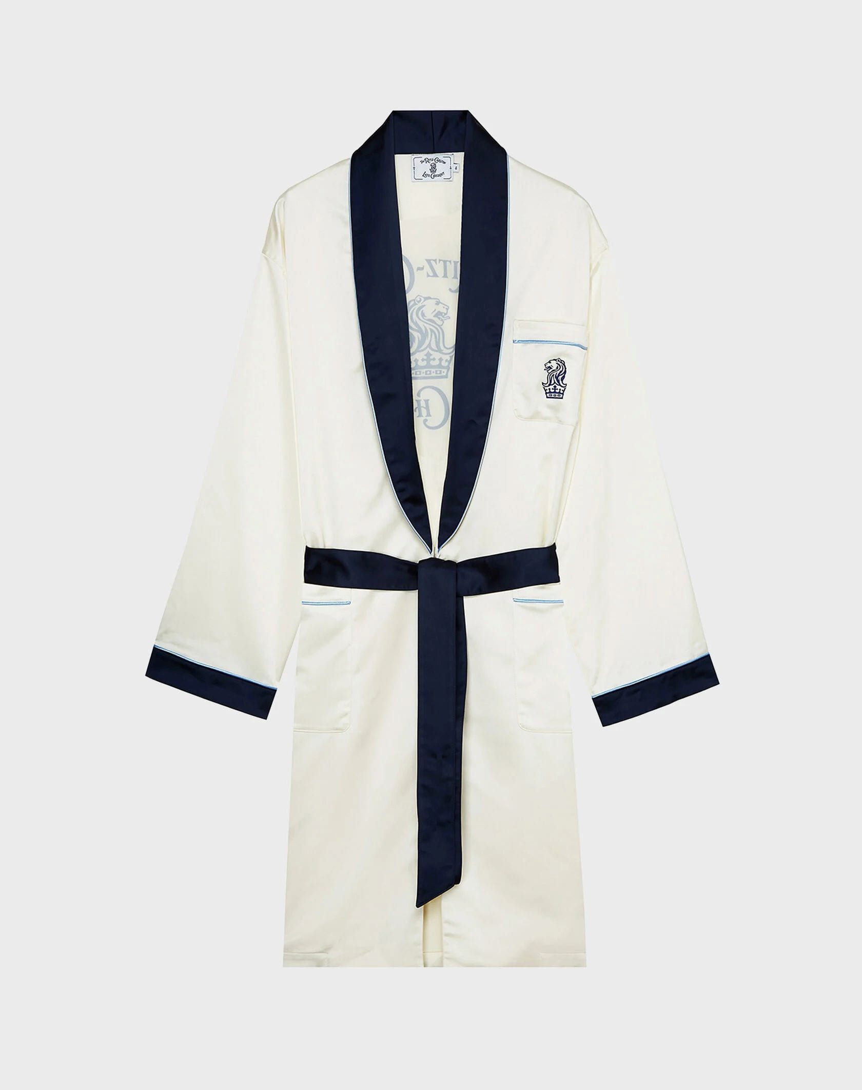 Late Checkout White/Navy Logo Robe, $360 (approx. P21,174.48), THE RITZ-CARLTON, shop.marriott.com